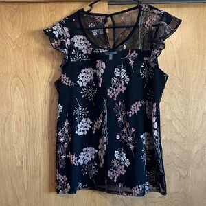 Maurices Black and Pink Floral Blouse